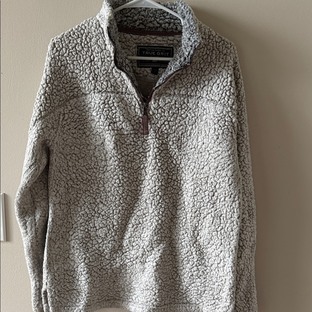 True Grit Men's Textured Zip-Up Sweater - Cream